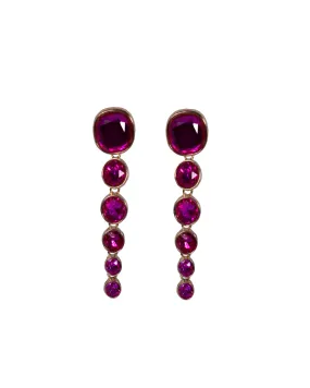 Pink long dots dangler earrings