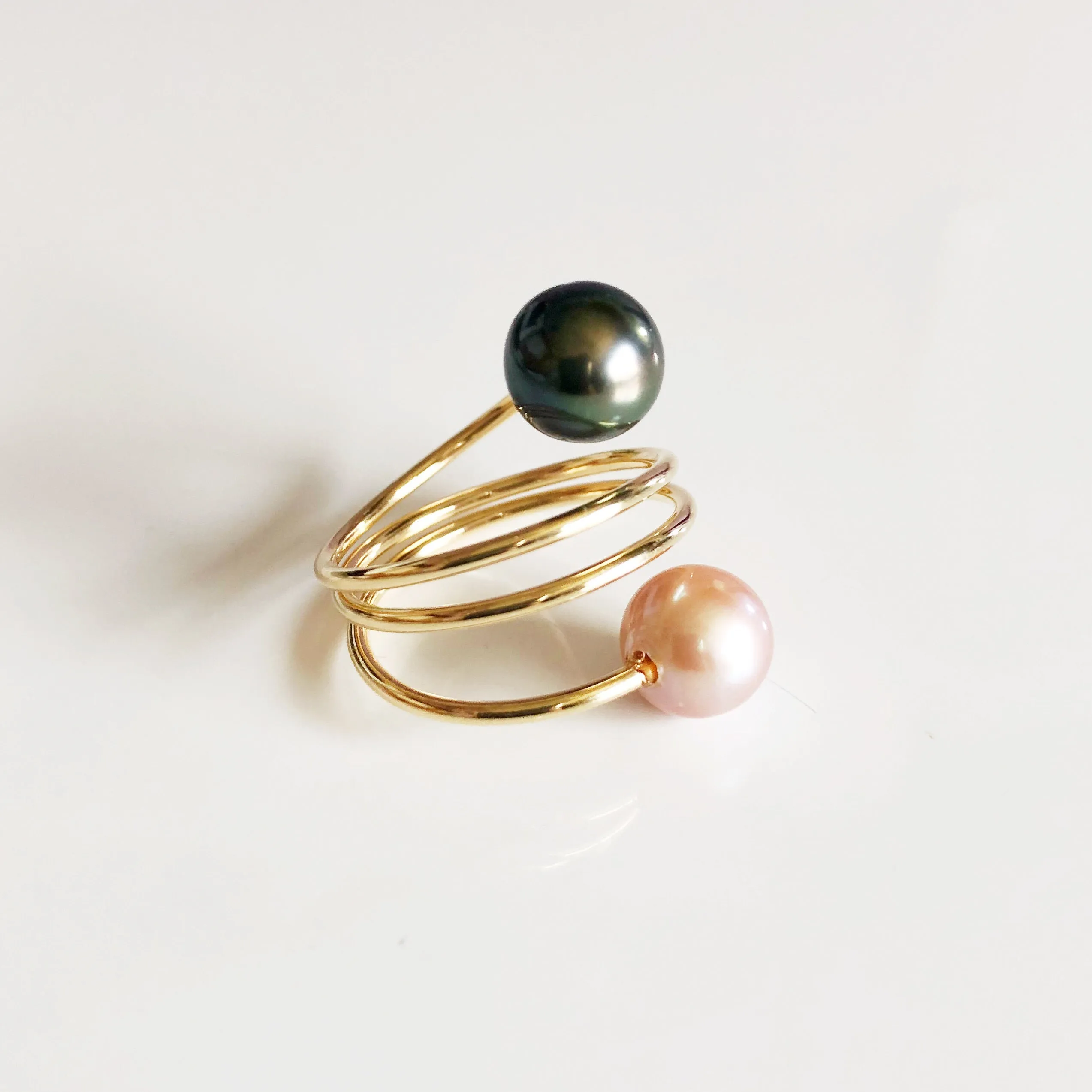 Ring IHILANI - pink & tahitian pearls (R165)