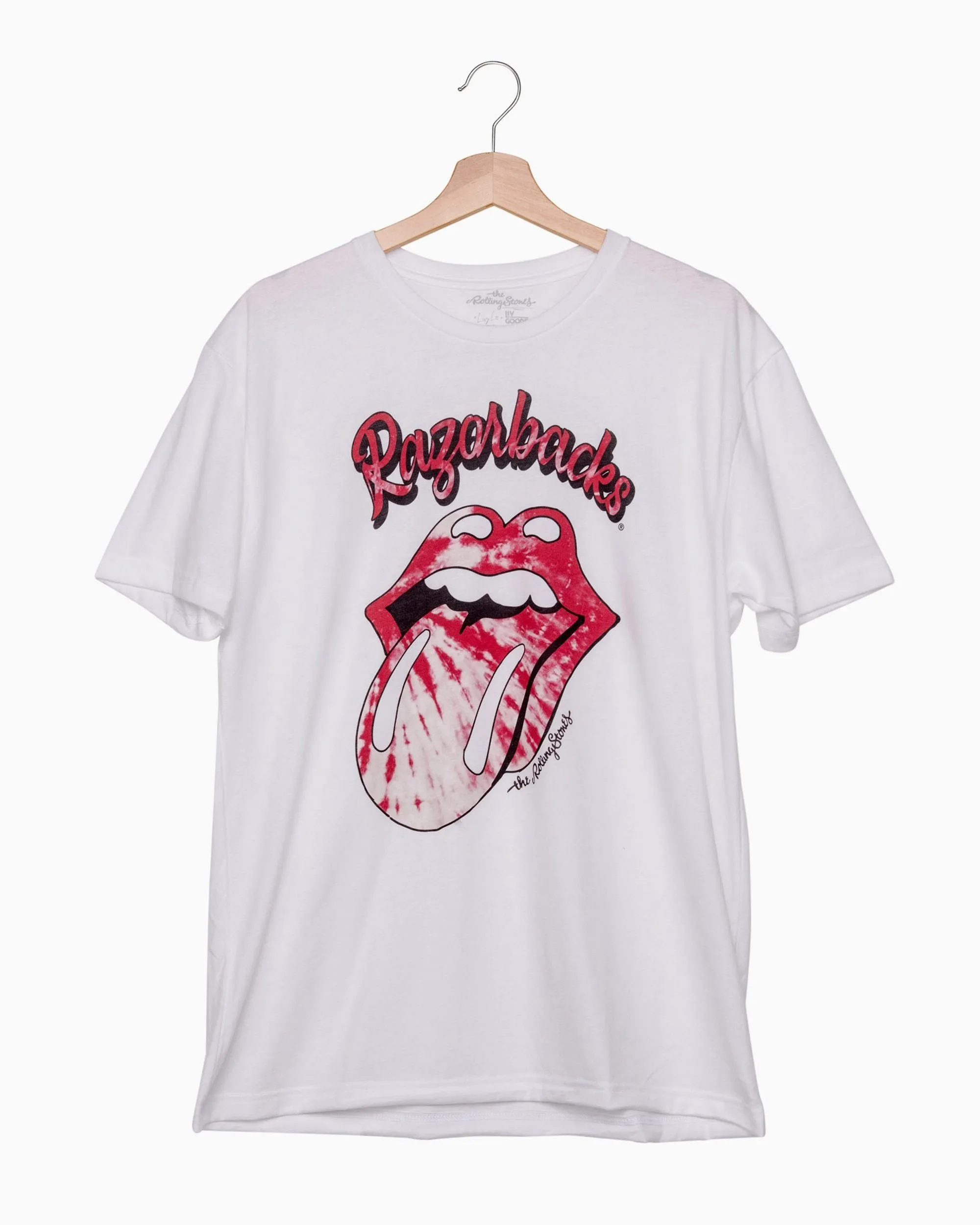 Rolling Stones Razorbacks Tie Dye Lick White Tee