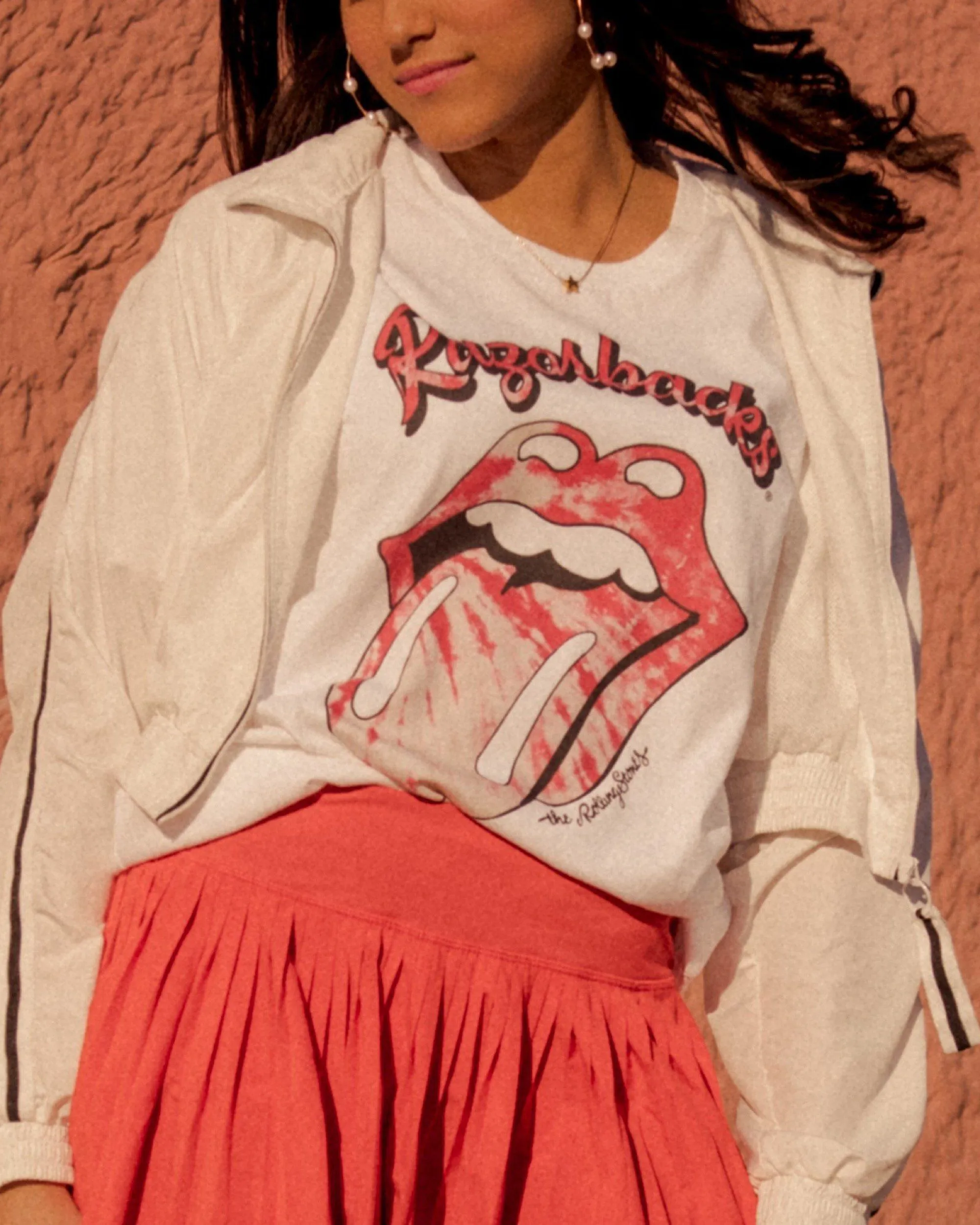 Rolling Stones Razorbacks Tie Dye Lick White Tee