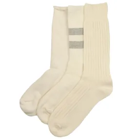 RoToTo - Organic Cotton Special Trio Socks - Ecru