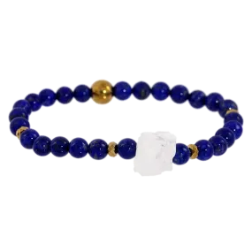 Rough Clear Quartz & Lapis Gemstone Bracelet