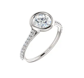 Round Bezel Set Center with Side Diamonds