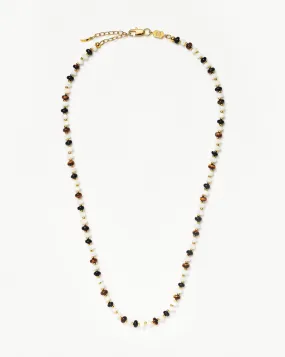 Savi Pearl & Gemstone Beaded Necklace | 18ct Gold Plated/Multi