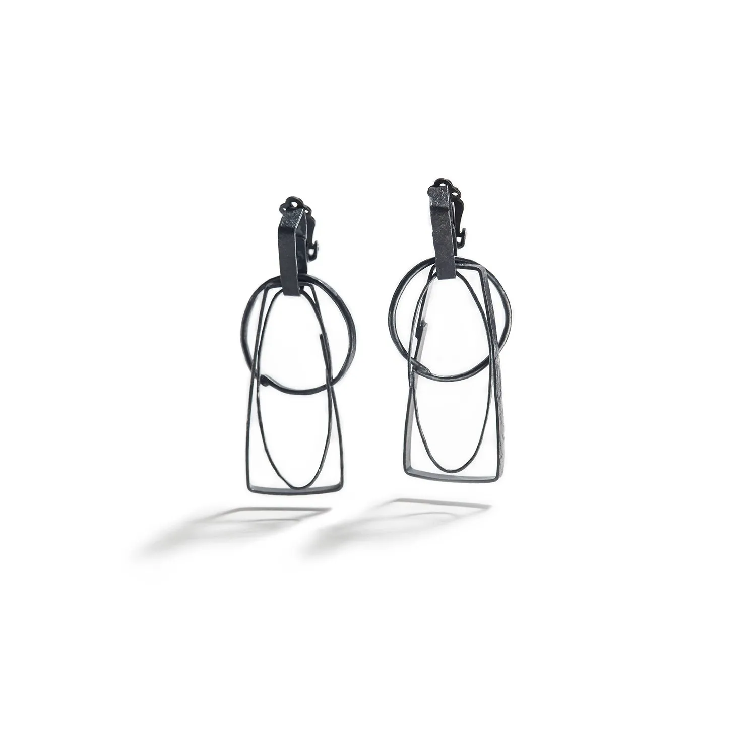 Short Silver Shape Earrings