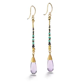 Slender Amethyst Tear Drop Earrings