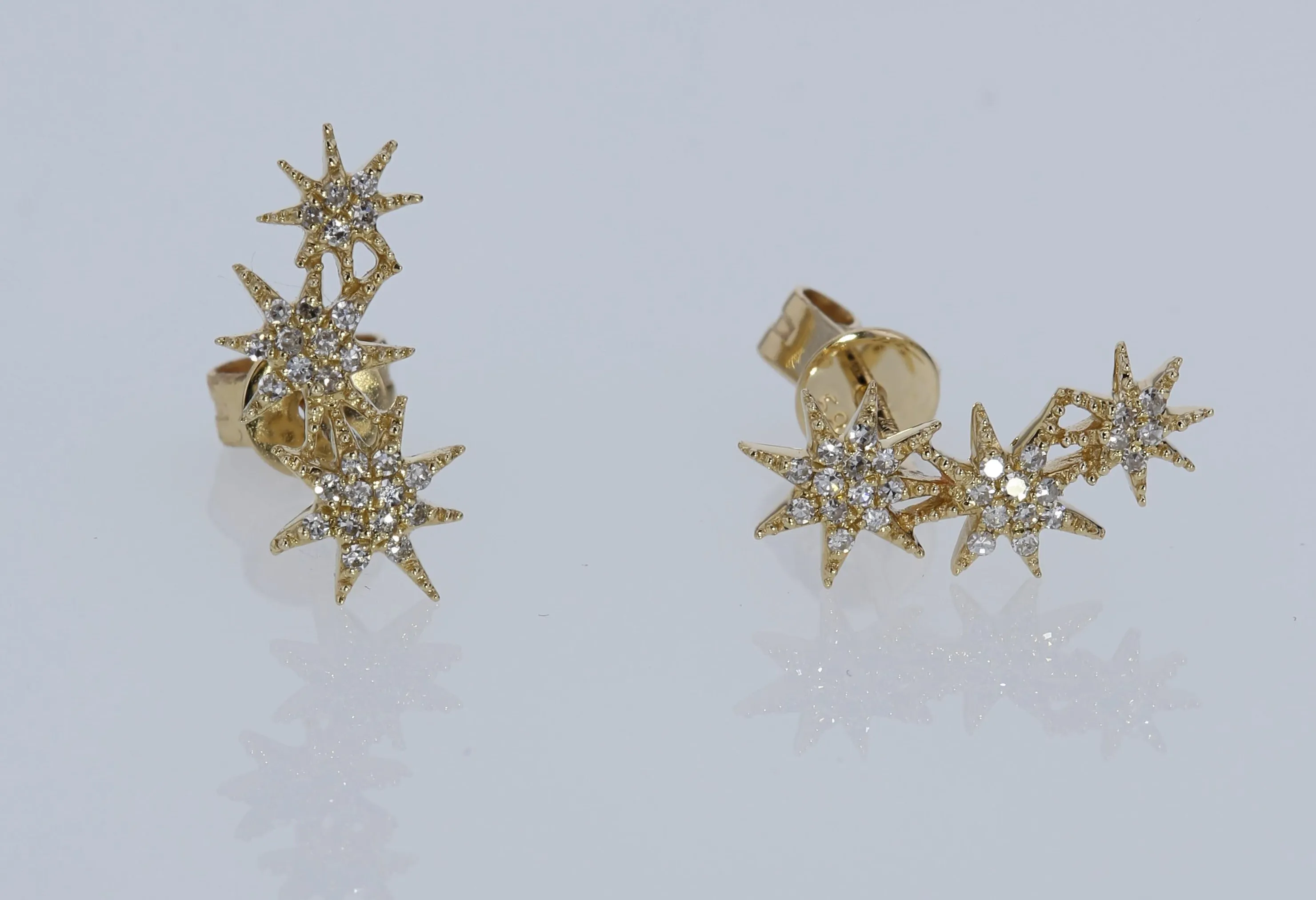 Starburst Diamond Earrings in Yellow Gold