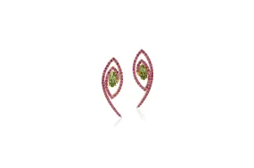 Talisman: The Eye Peridot and Pink Sapphire Earrings