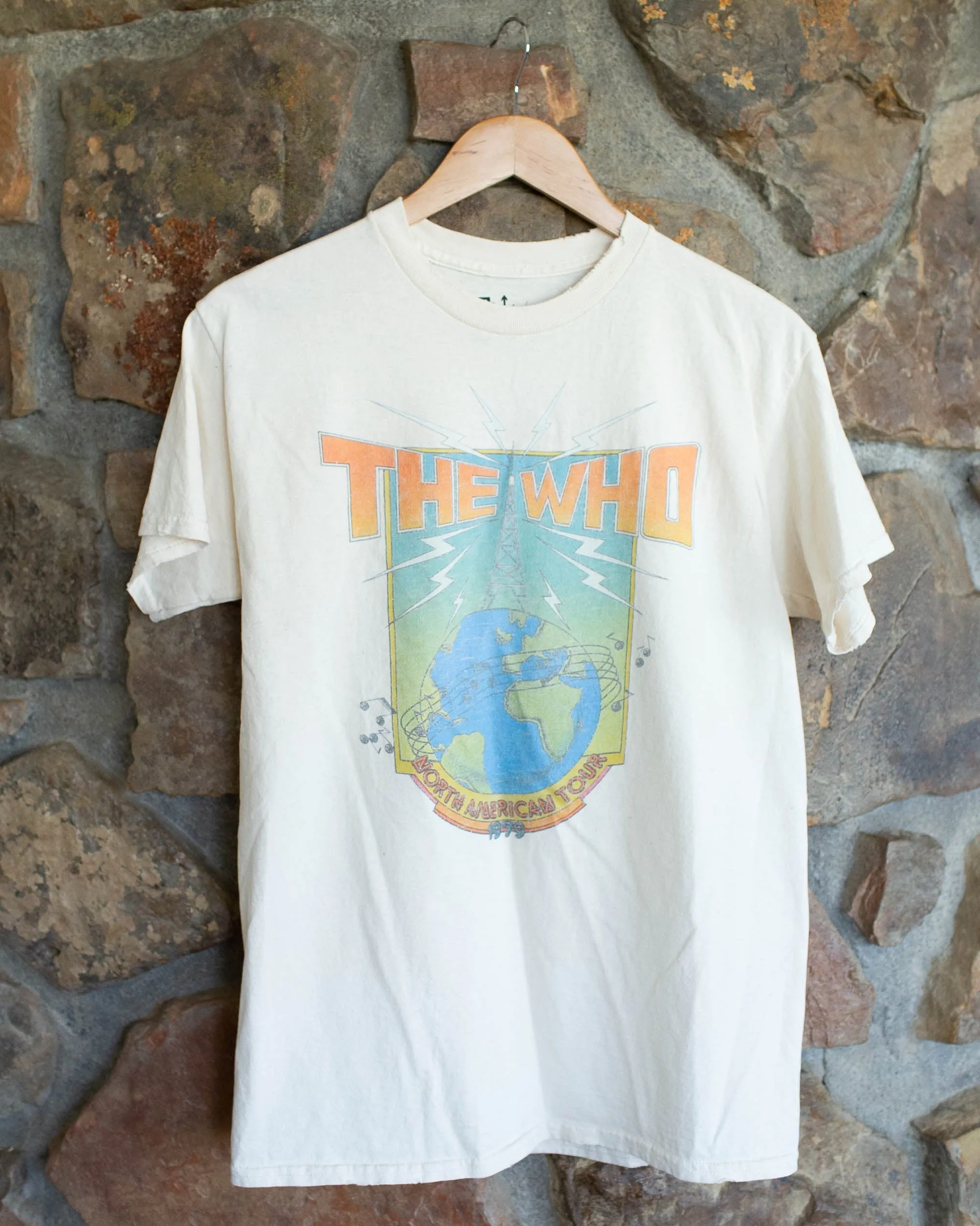 The Who North American Tour Off White Thrifted Distressed Tee