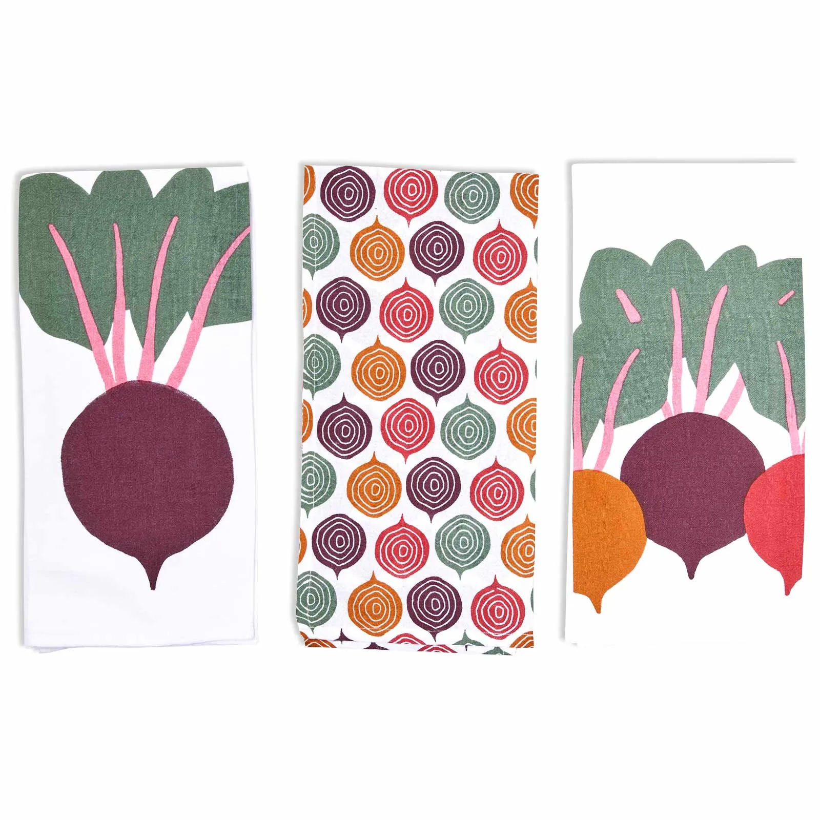 Three Beets Cotton Kitchen Towels Set Of 3