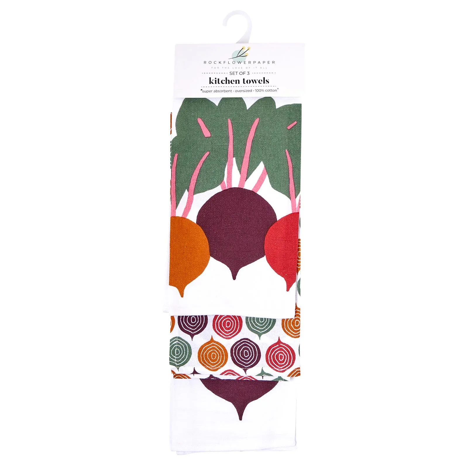 Three Beets Cotton Kitchen Towels Set Of 3