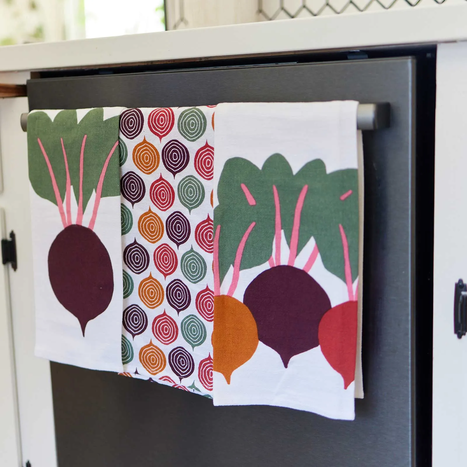 Three Beets Cotton Kitchen Towels Set Of 3