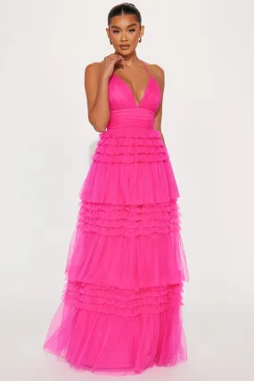 Tia Tulle Gown - Hot Pink