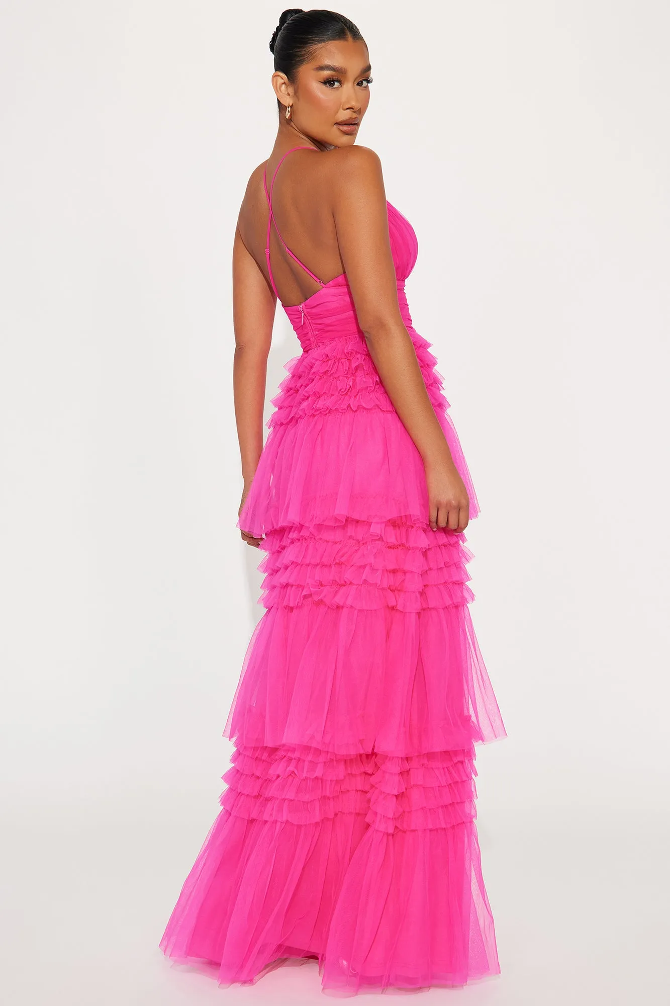 Tia Tulle Gown - Hot Pink