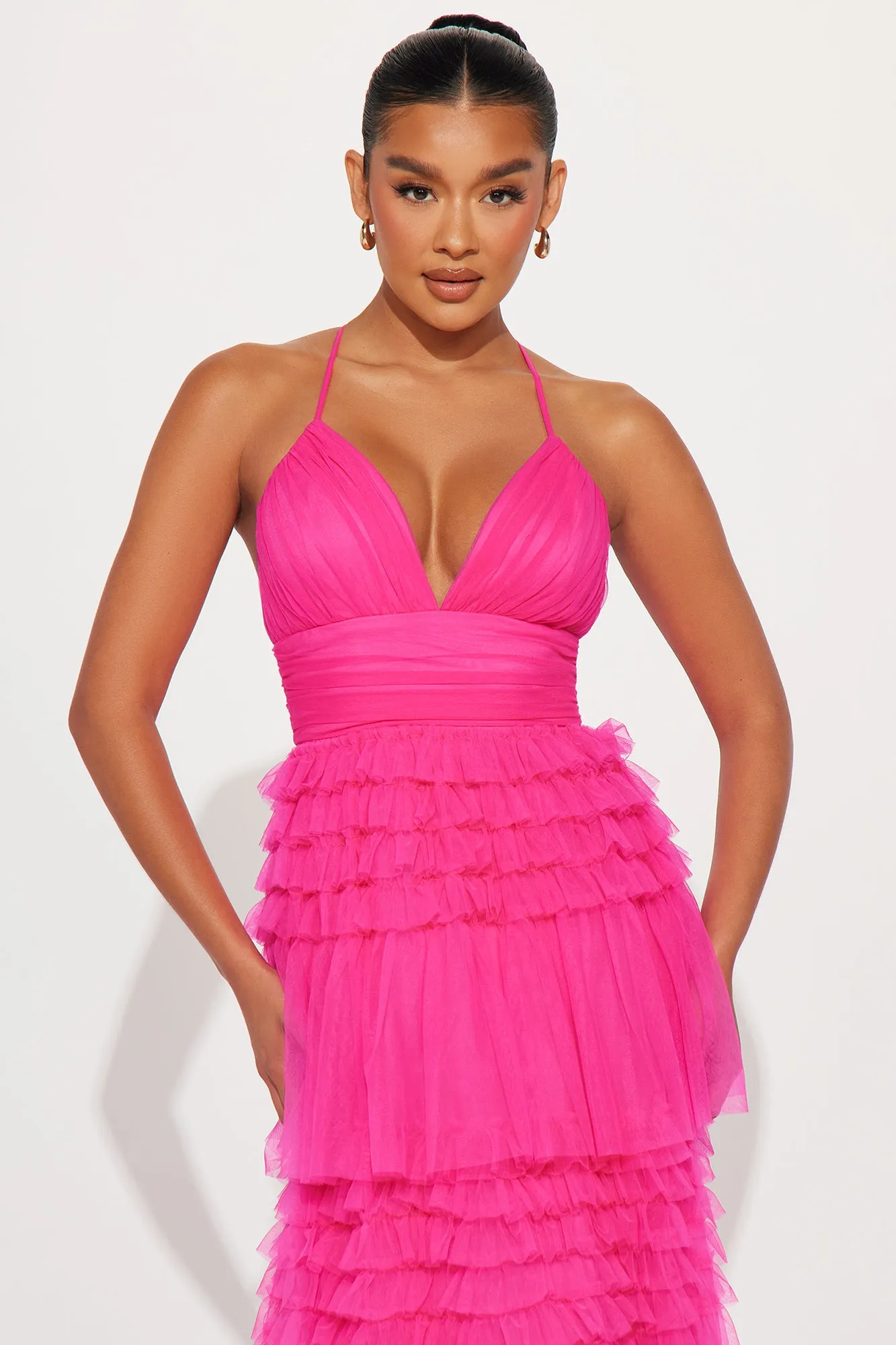 Tia Tulle Gown - Hot Pink