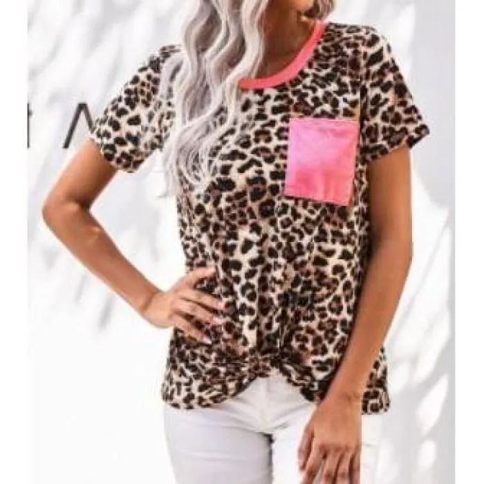 Twist Front Leopard Tee