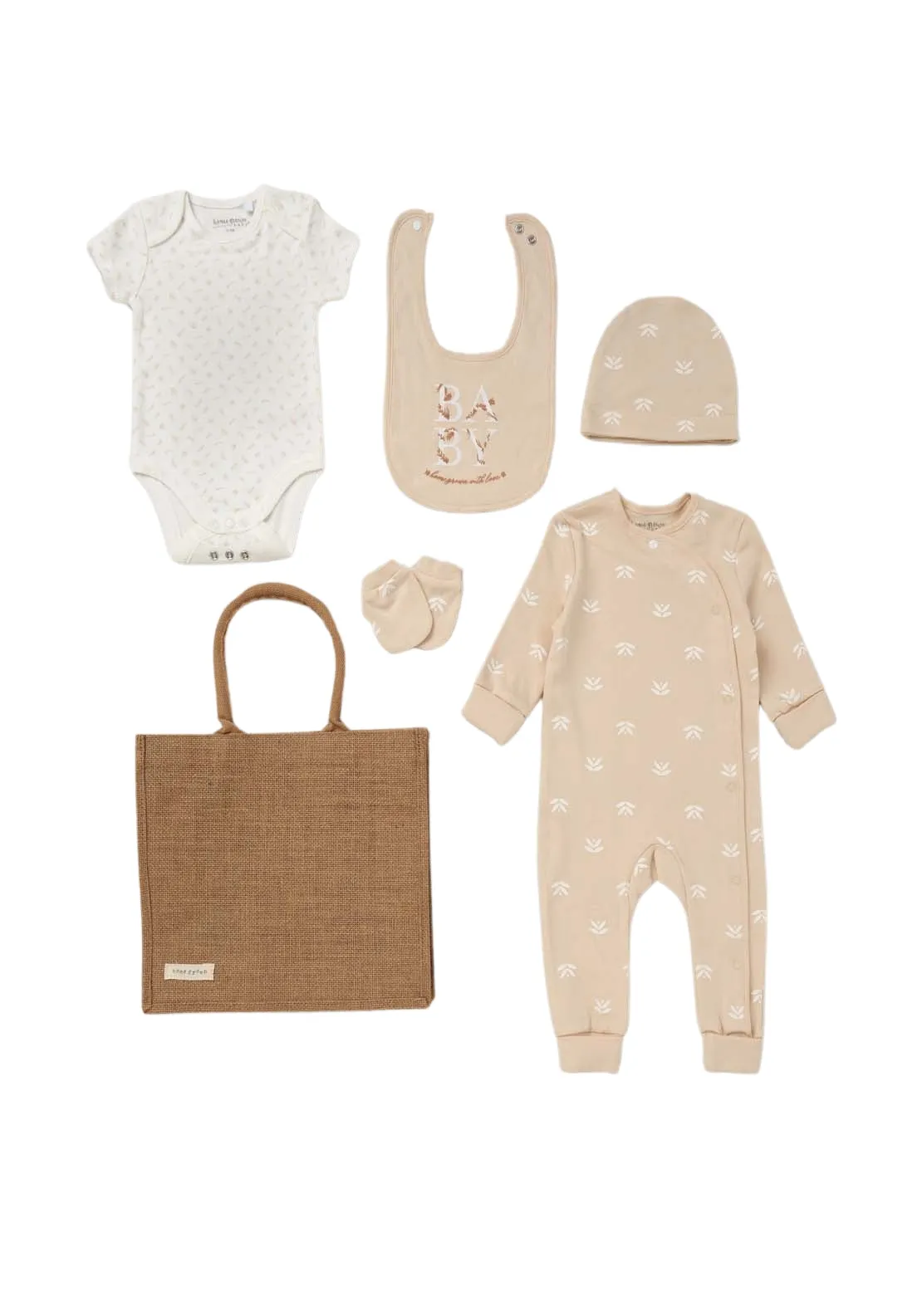 Unisex 5 Piece Baby Layette Set - Beige