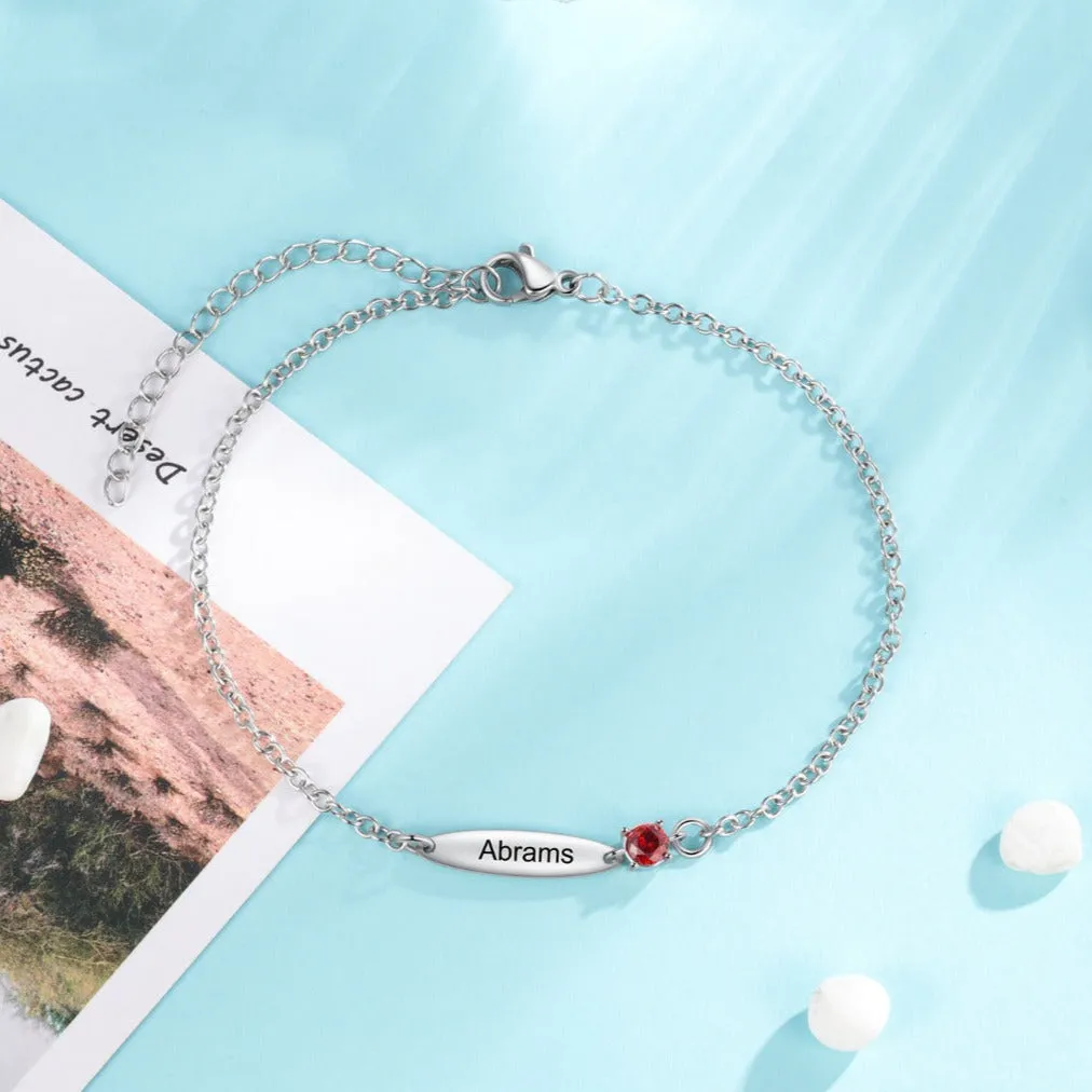 Women's Custom Name and Birthstone Bracelet - Mother's or Couple's Bracelet