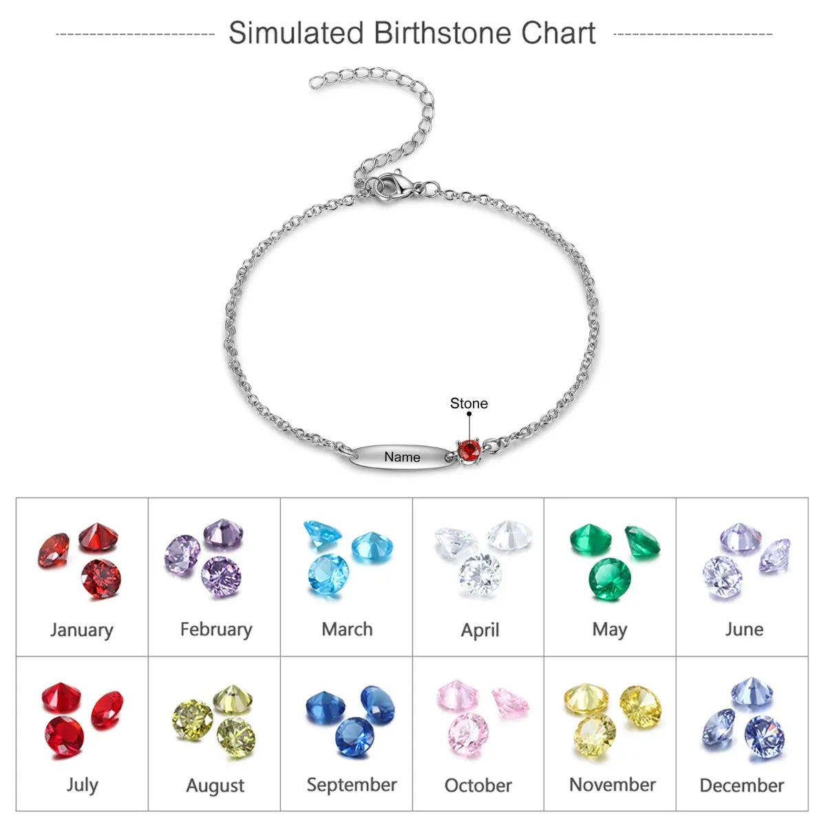 Women's Custom Name and Birthstone Bracelet - Mother's or Couple's Bracelet