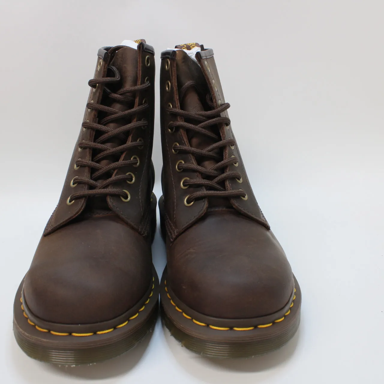 Womens Dr. Martens 8 Eyelet Lace Up Boots Dark Brown Crazy Horse