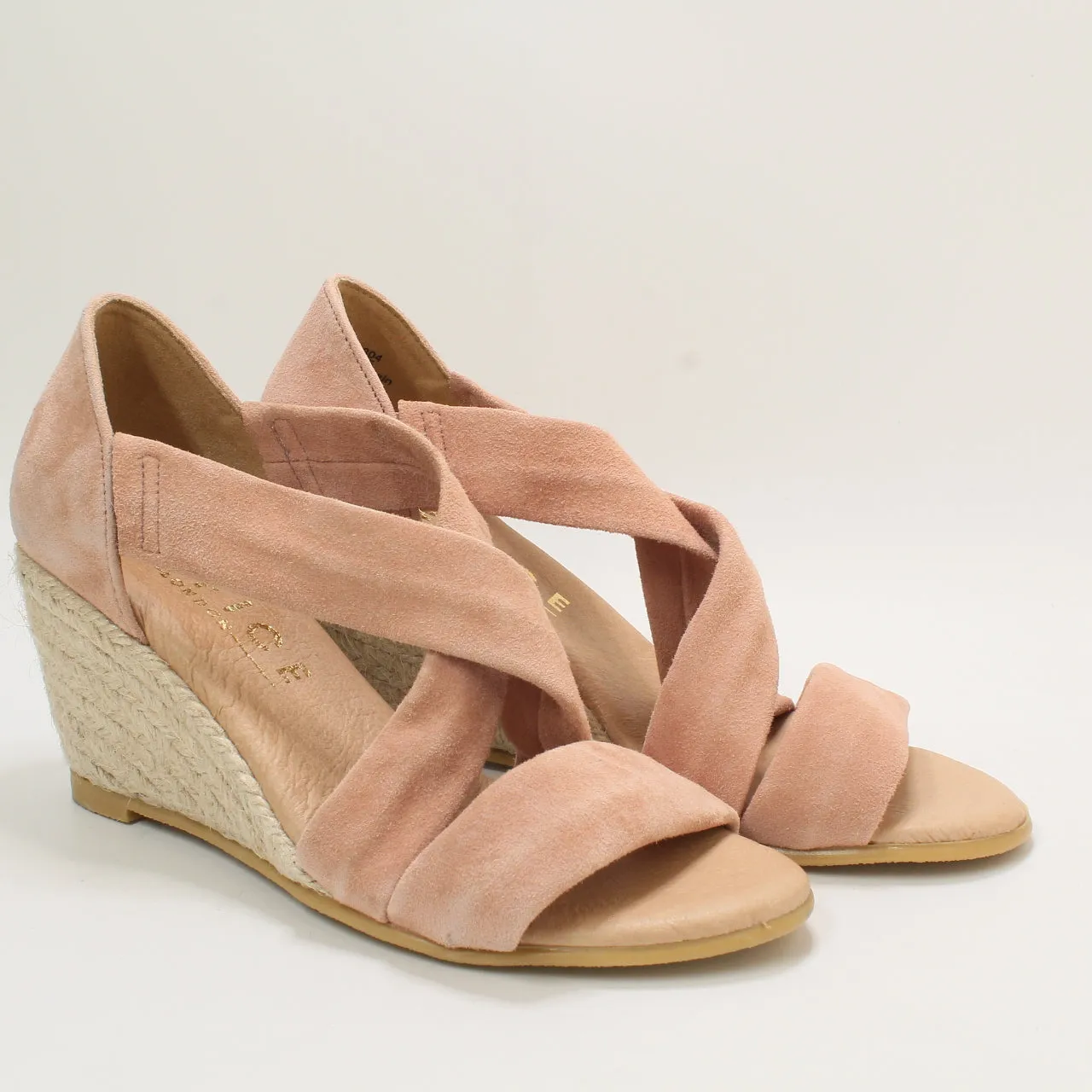 Womens Office Maiden Cross Strap Wedge Nude Suede Uk Size 3