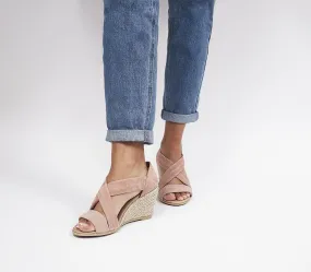 Womens Office Wide Fit: Maiden Cross Strap Wedges Nude Suede