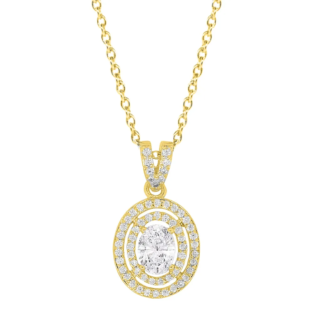 Zelda 18k White Gold Plated CZ Crystal Pendant Necklace