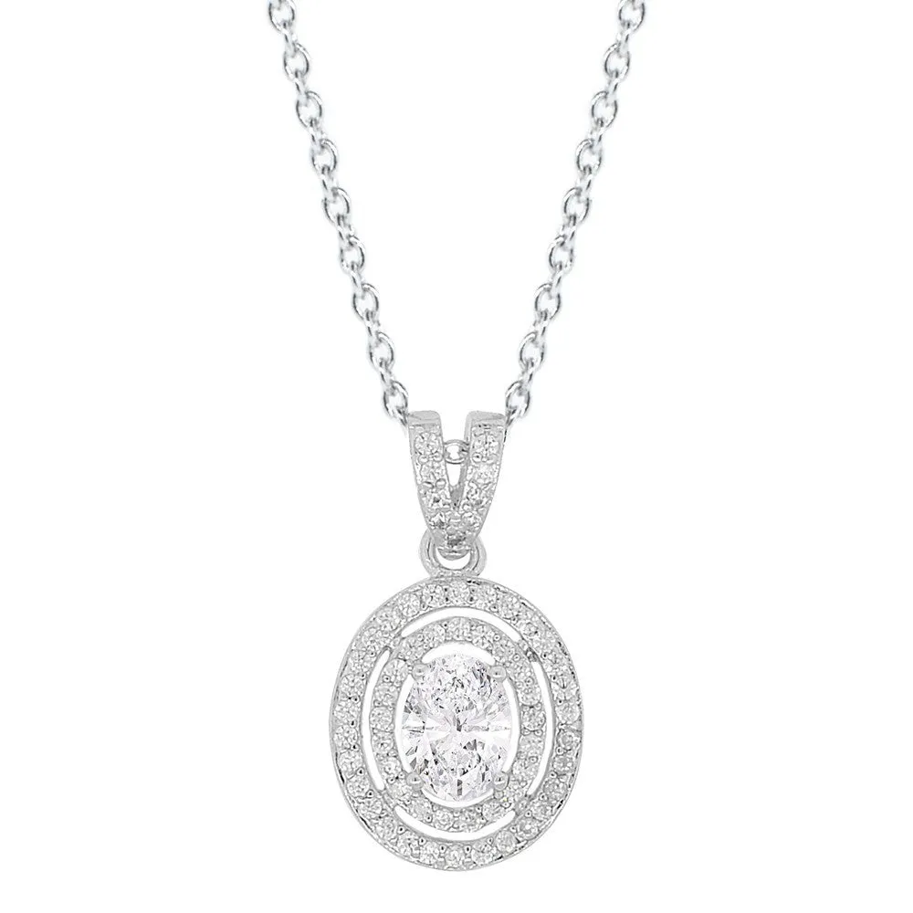 Zelda 18k White Gold Plated CZ Crystal Pendant Necklace